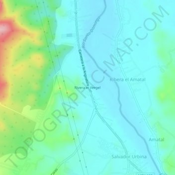 Mapa topográfico Rivera el Vergel, altitud, relieve