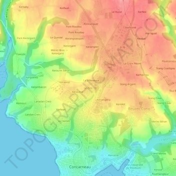 Mapa topográfico Le Zins, altitud, relieve