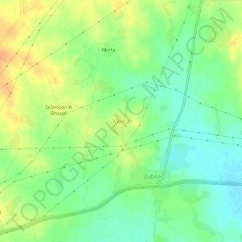 Mapa topográfico Merta, altitud, relieve