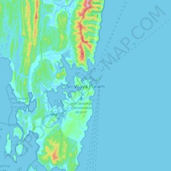 Mapa topográfico Port Blair, altitud, relieve