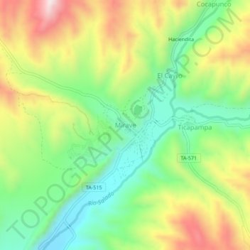 Mapa topográfico Mirave, altitud, relieve