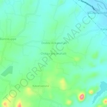 Mapa topográfico Chikka Ankanahalli, altitud, relieve