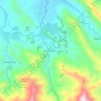Mapa topográfico Lamhako, altitud, relieve