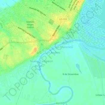 Mapa topográfico San Andres, altitud, relieve