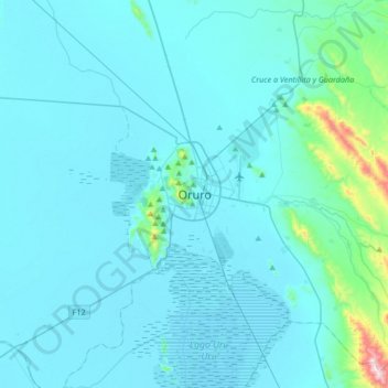 Mapa topográfico Oruro, altitud, relieve