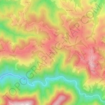 Mapa topográfico Mugești, altitud, relieve