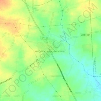 Mapa topográfico Kaduvettipalayam, altitud, relieve