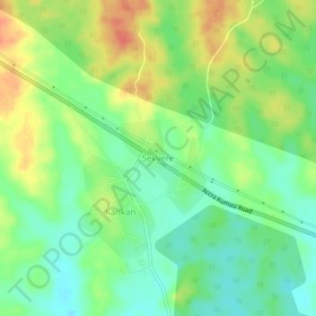 Mapa topográfico Sekyere, altitud, relieve