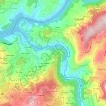 Mapa topográfico Grilo, altitud, relieve