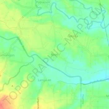 Mapa topográfico Buas, altitud, relieve
