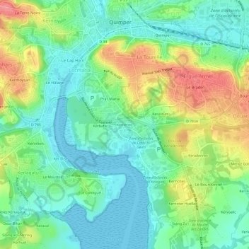 Mapa topográfico Kernénez, altitud, relieve