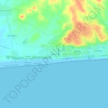 Mapa topográfico Urbasur, altitud, relieve