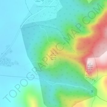 Mapa topográfico Mount Afadja, altitud, relieve