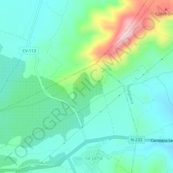 Mapa topográfico los Solans, altitud, relieve
