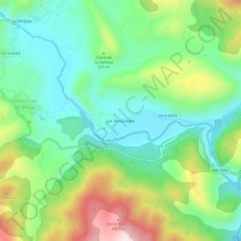 Mapa topográfico Las Rinconadas, altitud, relieve