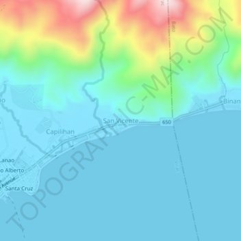 Mapa topográfico San Vicente, altitud, relieve