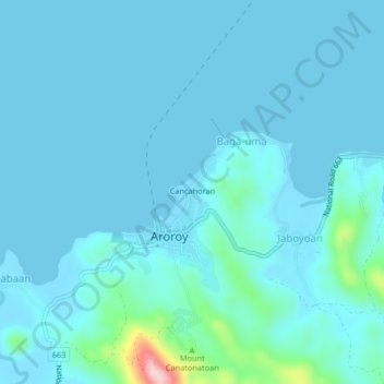 Mapa topográfico Managanaga, altitud, relieve