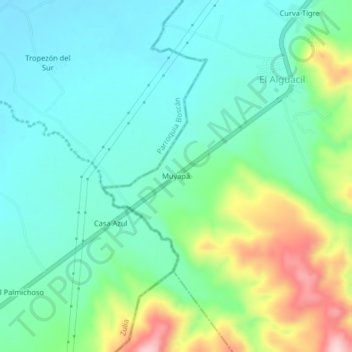 Mapa topográfico Muyapá, altitud, relieve
