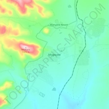 Mapa topográfico Mogwase, altitud, relieve