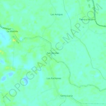 Mapa topográfico San Nicolas, altitud, relieve