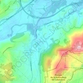 Mapa topográfico La Concha, altitud, relieve