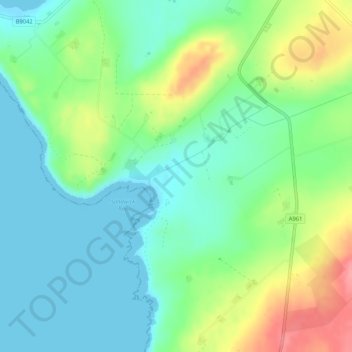 Mapa topográfico Sandwick, altitud, relieve