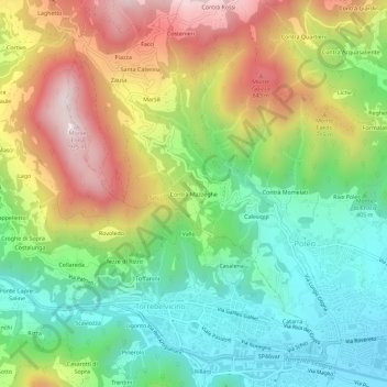 Mapa topográfico Contrà Mazzeghe, altitud, relieve