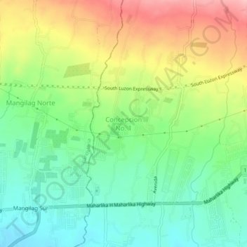 Mapa topográfico Concepcion No. 1, altitud, relieve