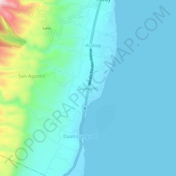 Mapa topográfico Guiwang, altitud, relieve