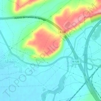 Mapa topográfico El Castro, altitud, relieve