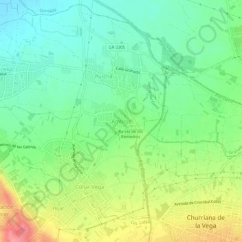 Mapa topográfico Ambroz, altitud, relieve