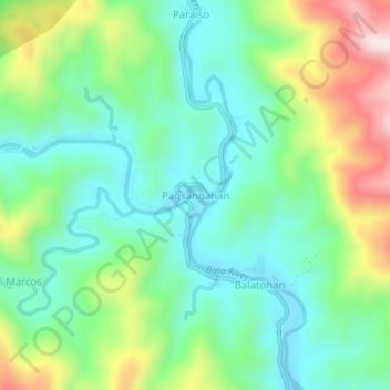 Mapa topográfico Pagsangahan, altitud, relieve