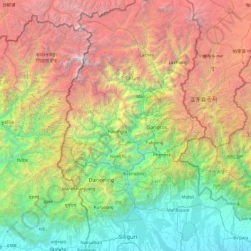 Mapa topográfico South District, altitud, relieve