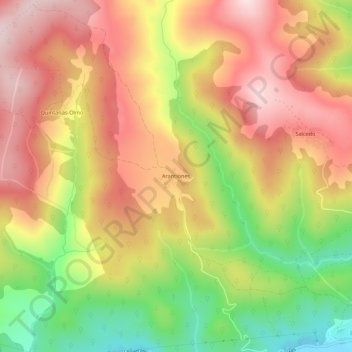 Mapa topográfico Arantiones, altitud, relieve