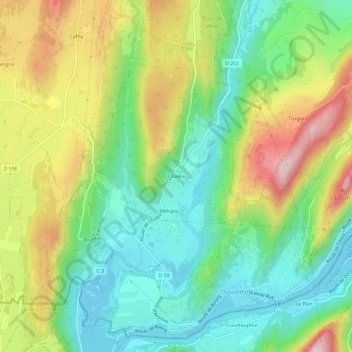Mapa topográfico Chaléa, altitud, relieve