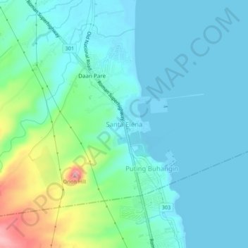Mapa topográfico Santa Elena, altitud, relieve