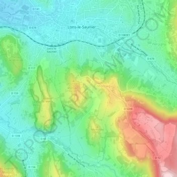 Mapa topográfico Sous Fournette, altitud, relieve