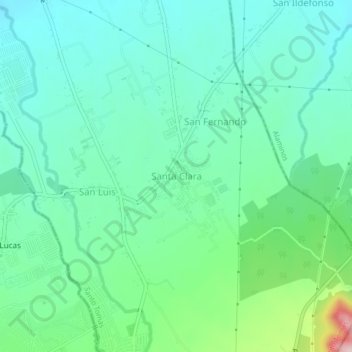 Mapa topográfico Santa Clara, altitud, relieve