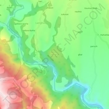 Mapa topográfico sakri khas, altitud, relieve