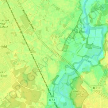 Mapa topográfico Herbern, altitud, relieve