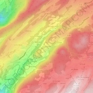 Mapa topográfico La Couronne, altitud, relieve