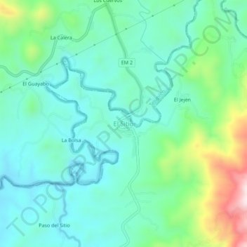 Mapa topográfico El Sitio, altitud, relieve