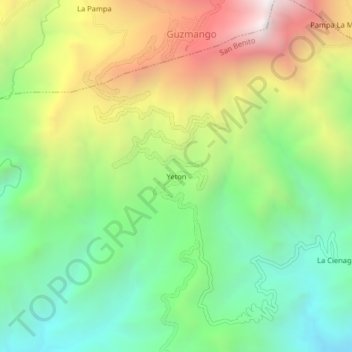 Mapa topográfico Yeton, altitud, relieve