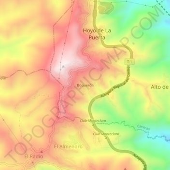 Mapa topográfico Boquerón, altitud, relieve