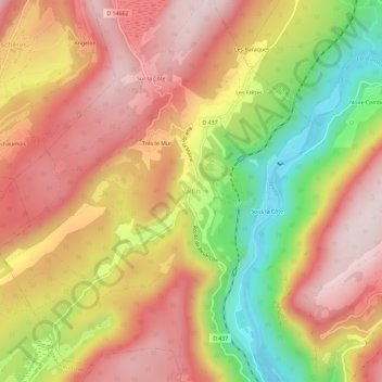 Mapa topográfico Valfin, altitud, relieve