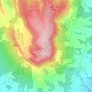 Mapa topográfico Blackdown, altitud, relieve