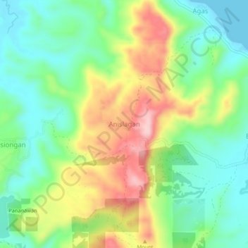 Mapa topográfico Anislagan, altitud, relieve