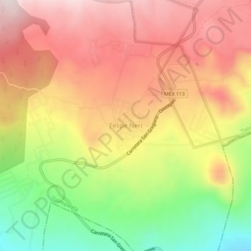 Mapa topográfico Felipe Neri, altitud, relieve