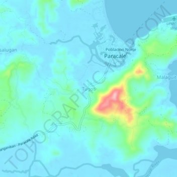 Mapa topográfico Tugos, altitud, relieve