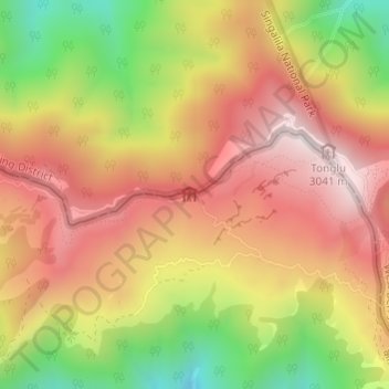 Mapa topográfico Tumling, altitud, relieve
